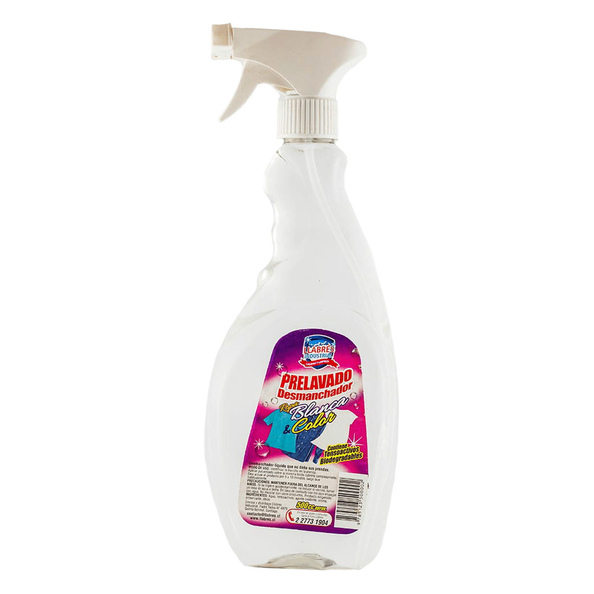 Desmanchador prelavado spray sin gatillo 500 cc.