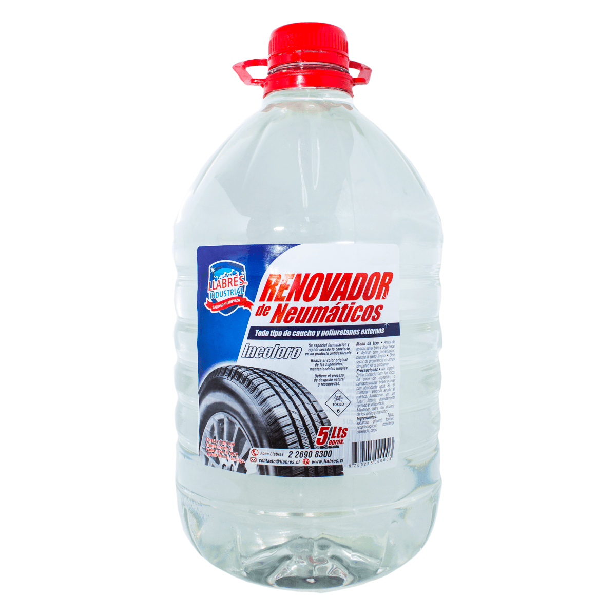 Renovador de goma transparente 5 L.